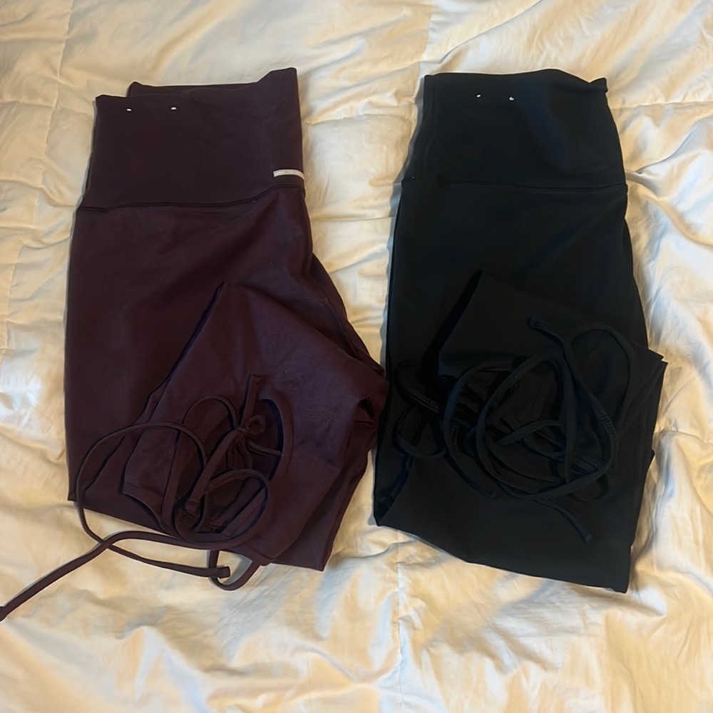 Aerie crop leggings with tie/opening at calf